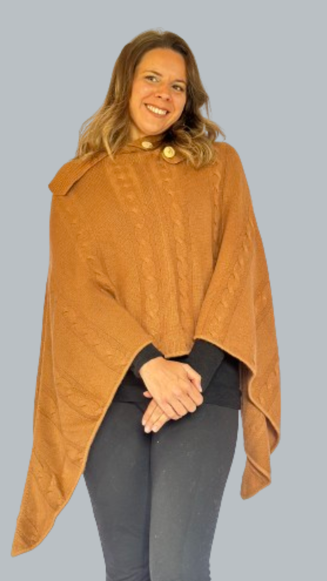 Cashmere cable knit  winter Polo poncho  (3053)